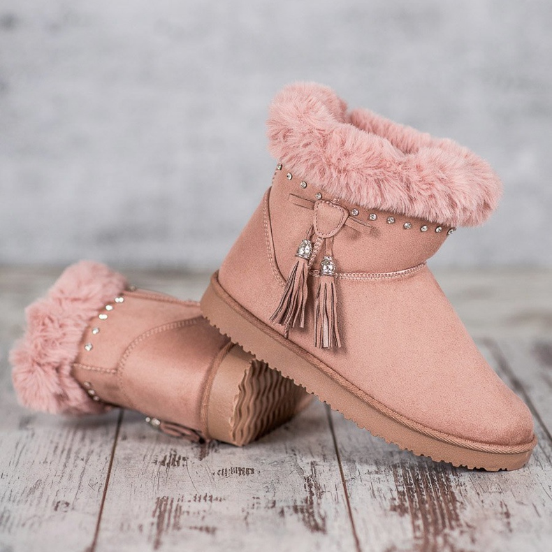 SHELOVET Mukluki mit Kristallen rosa 2