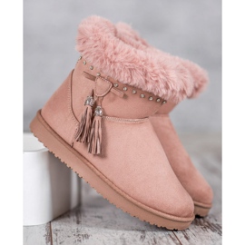 SHELOVET Mukluki mit Kristallen rosa 1