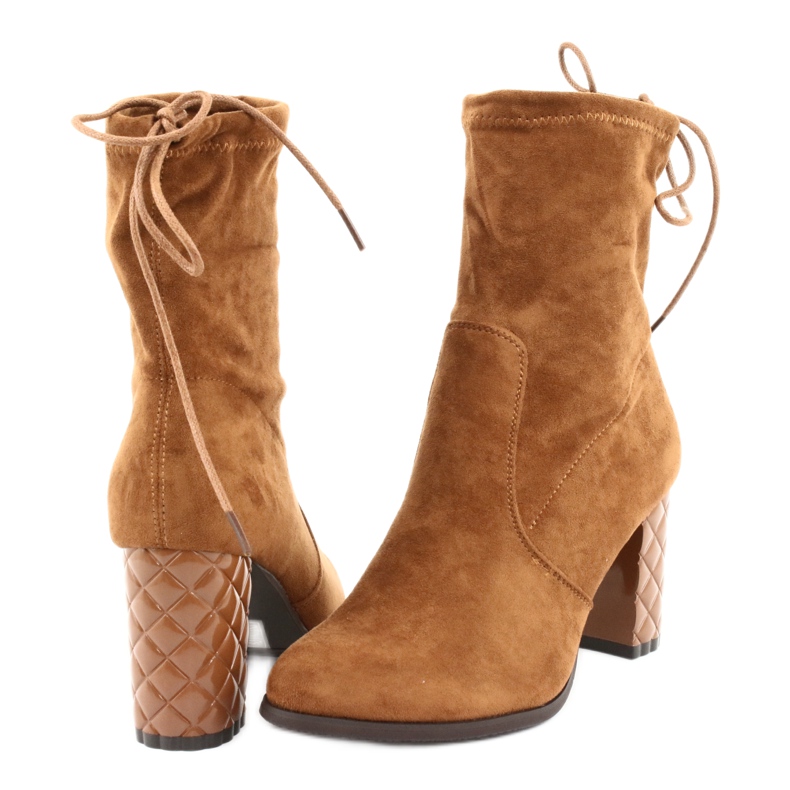 M.Daszyński Daszyński Wildlederstiefel auf einem dekorativen Ferse 154 Kamel braun 4