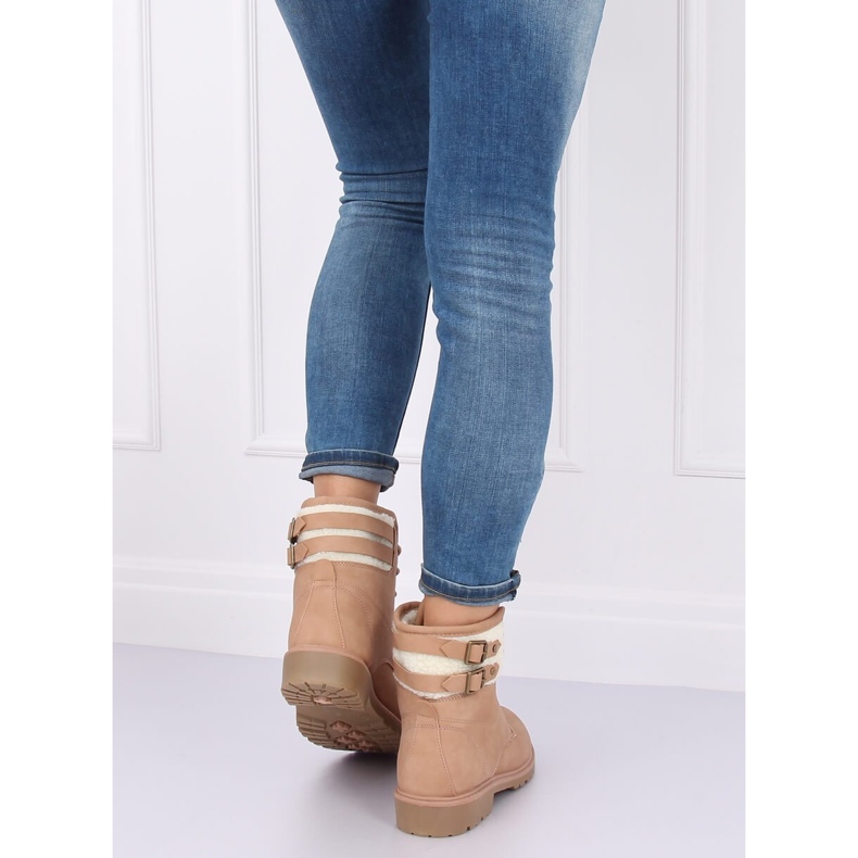 Damen Holzstiefel, beige und pink, 1120-PA Pink rosa 2