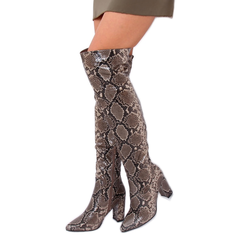 Overknee-Stiefel DA28 Khaki Snake mehrfarbig 1