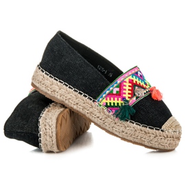 Vices Espadrilles mit ethnischem Aufdruck schwarz 1