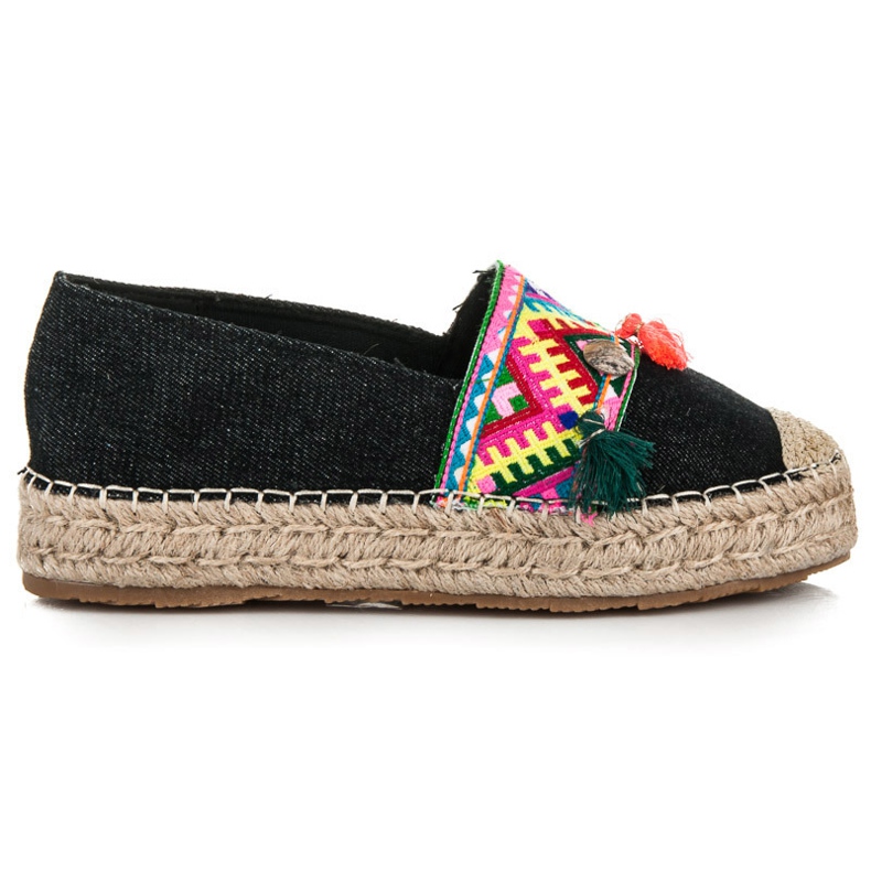 Vices Espadrilles mit ethnischem Aufdruck schwarz 2