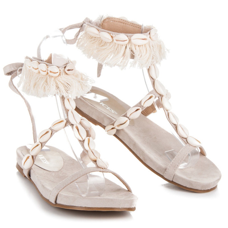 Vices Gebundene Sandalen mit Muscheln braun 1