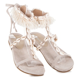 Vices Gebundene Sandalen mit Muscheln braun 2