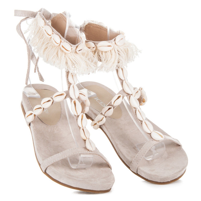 Vices Gebundene Sandalen mit Muscheln braun 2