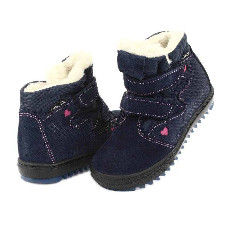 Stiefel mit Membran Ren But 3346 Klettverschluss navy blau rosa 4