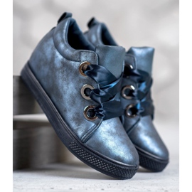 New Tlck Schuhe mit einem Band gebunden blau 1