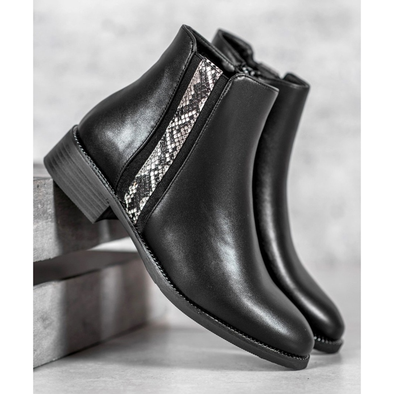 Filippo Modische Stiefel mit Schlangenprint schwarz 1