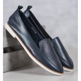 Mazaro Marineblaue Lederslipper 1