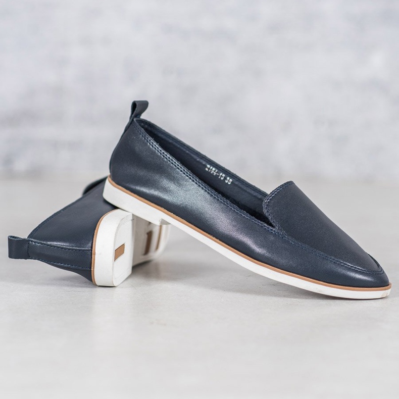 Mazaro Marineblaue Lederslipper 2