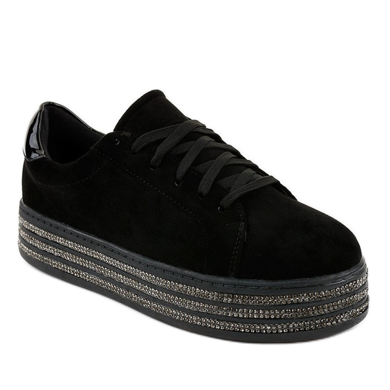 Schwarze Turnschuhe verziert mit Frauen G280 1