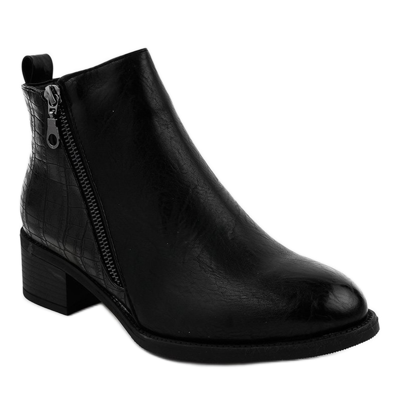 Schwarze Stiefeletten mit TX-3201 Reißverschluss 1