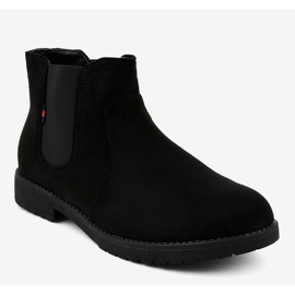 Schwarze flache Damenstiefel mit Gummizug Y206 1