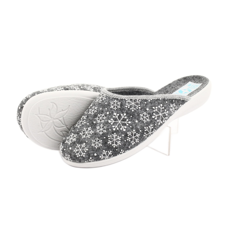 Adanex Filz-Schneeflocken-Hausschuhe 24215 weiß grau 4