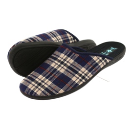 Hausschuhe Herren Adanex karierte Hausschuhe braun marineblau 4