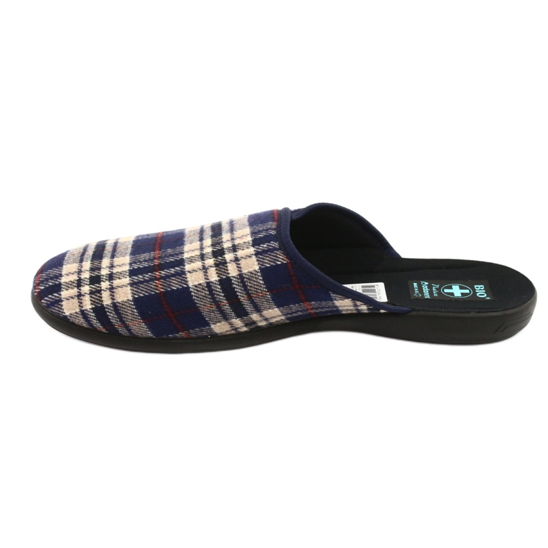Hausschuhe Herren Adanex karierte Hausschuhe braun marineblau 2