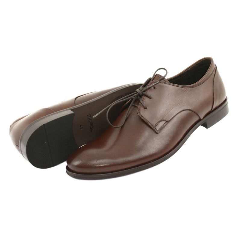 Pilpol Männliche Leder formelle Schuhe 1609 Brown braun 5
