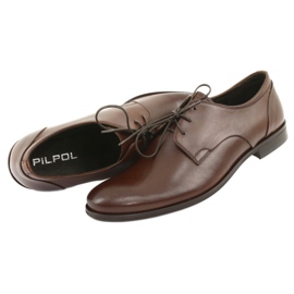 Pilpol Männliche Leder formelle Schuhe 1609 Brown braun 4