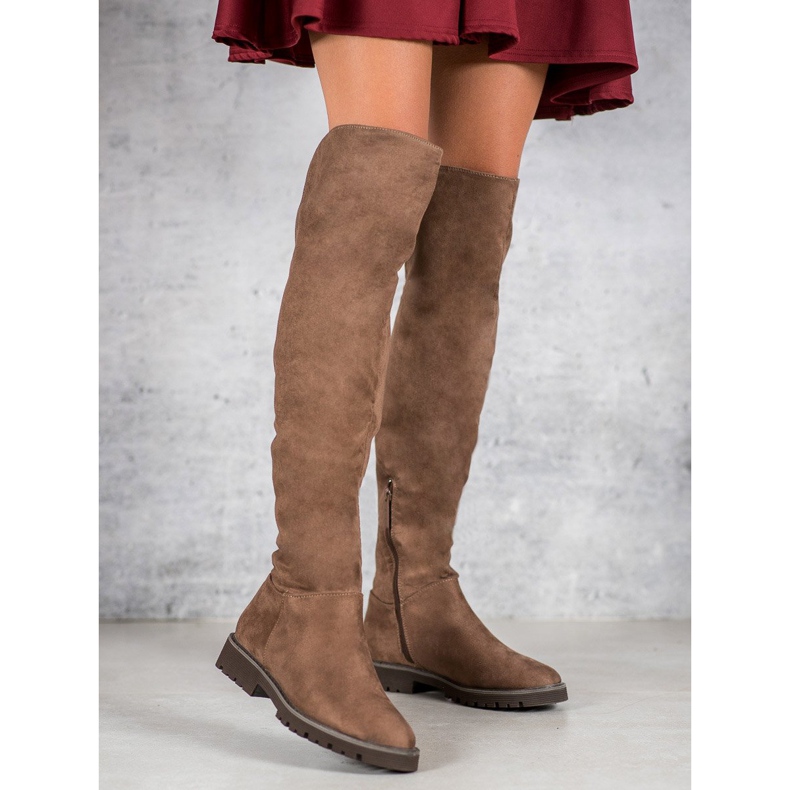 Kylie Stiefel mit flachem Absatz braun 1