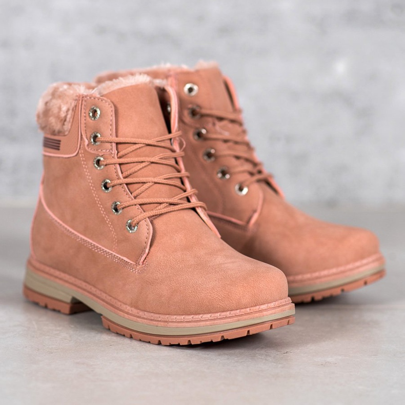 SHELOVET Wanderschuhe mit Fell rosa 1