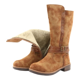 American Club GC31 lange Stiefel mit Strasssteinen braun 5