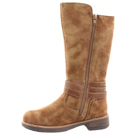 American Club GC31 lange Stiefel mit Strasssteinen braun 2