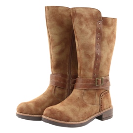 American Club GC31 lange Stiefel mit Strasssteinen braun 3