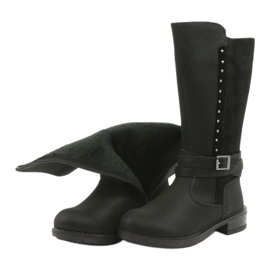 American Club GC31 lange Stiefel mit Strasssteinen schwarz grau 5
