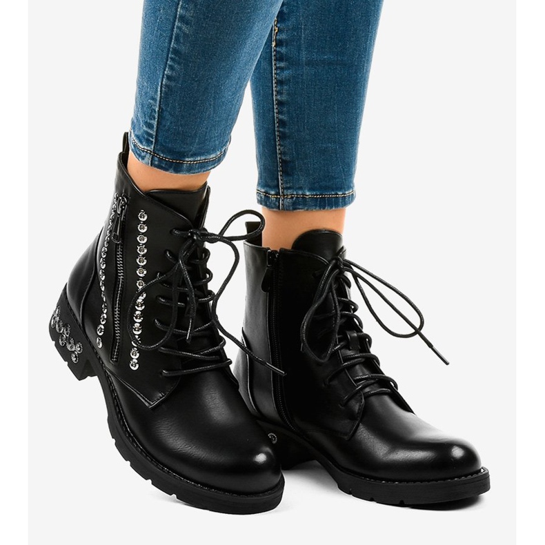 Schwarze Damenstiefel mit KL-602 Reißverschluss 2