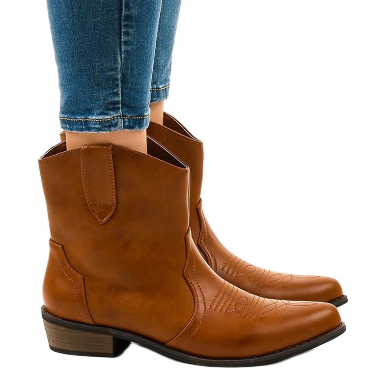 Camel Stiefeletten für Damen 928-1 flache Cowboystiefel braun 1