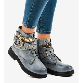 Blaue flache isolierte Stiefel B2878-KB 2