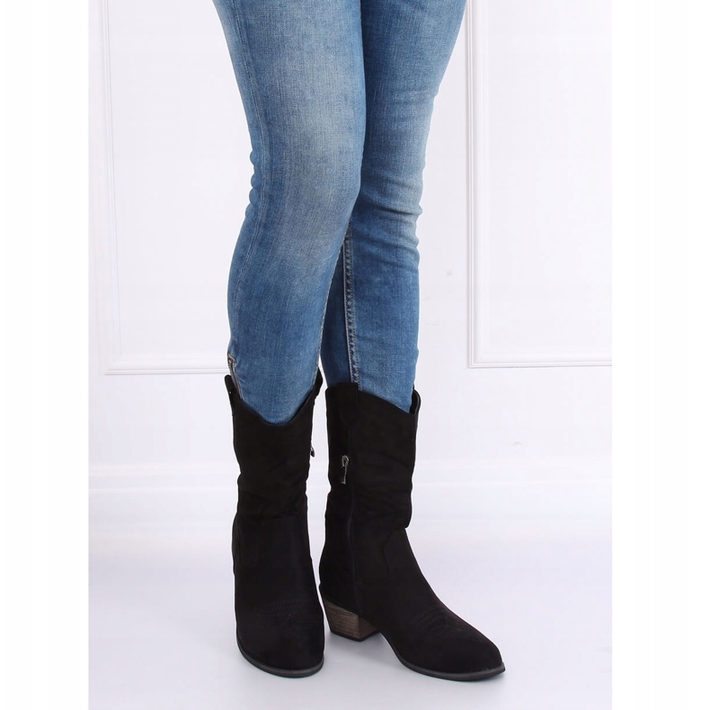 Schwarz CM-9M1-1 Schwarze Cowboystiefel 1