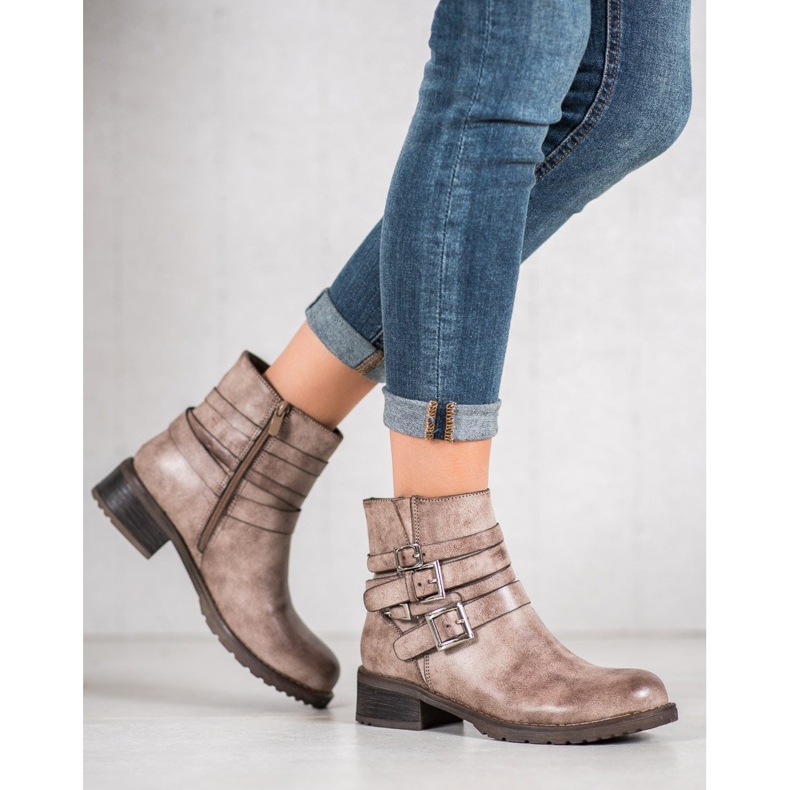 SHELOVET Klassische beige Stiefel 2