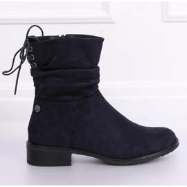 Marineblaue flache Damenstiefel B-09 Blau 1