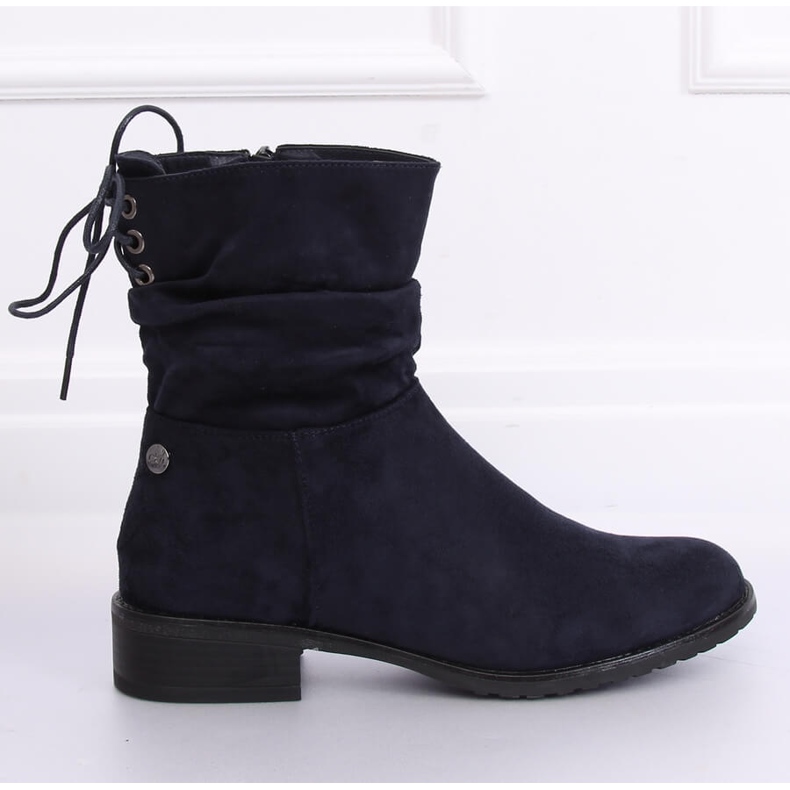 Marineblaue flache Damenstiefel B-09 Blau 1