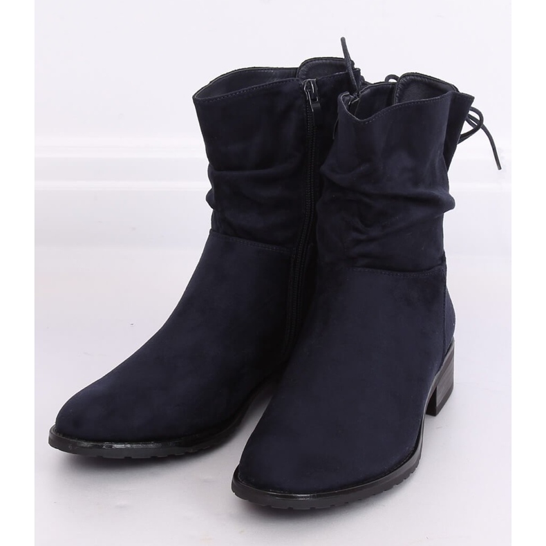 Marineblaue flache Damenstiefel B-09 Blau navy blau 2