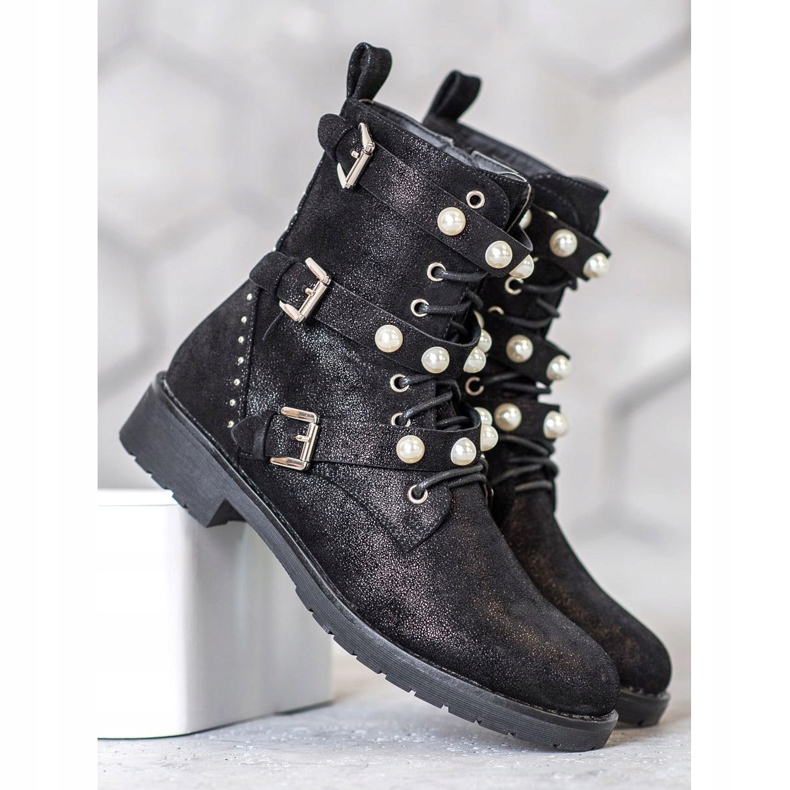 Seastar Hohe Stiefel mit Perlen schwarz 1
