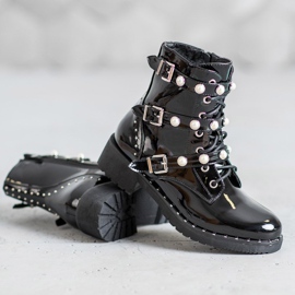 Seastar Lackstiefel mit Perlen schwarz 1