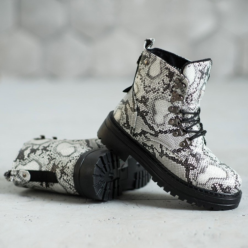 SHELOVET Trapper zum Schnüren weiß mehrfarbig 1