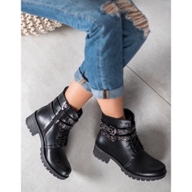 SHELOVET Geschnürte Arbeiter schwarz 2