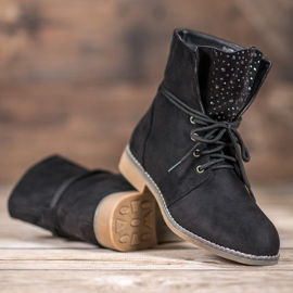 Stiefel mit Kristallen schwarz 1