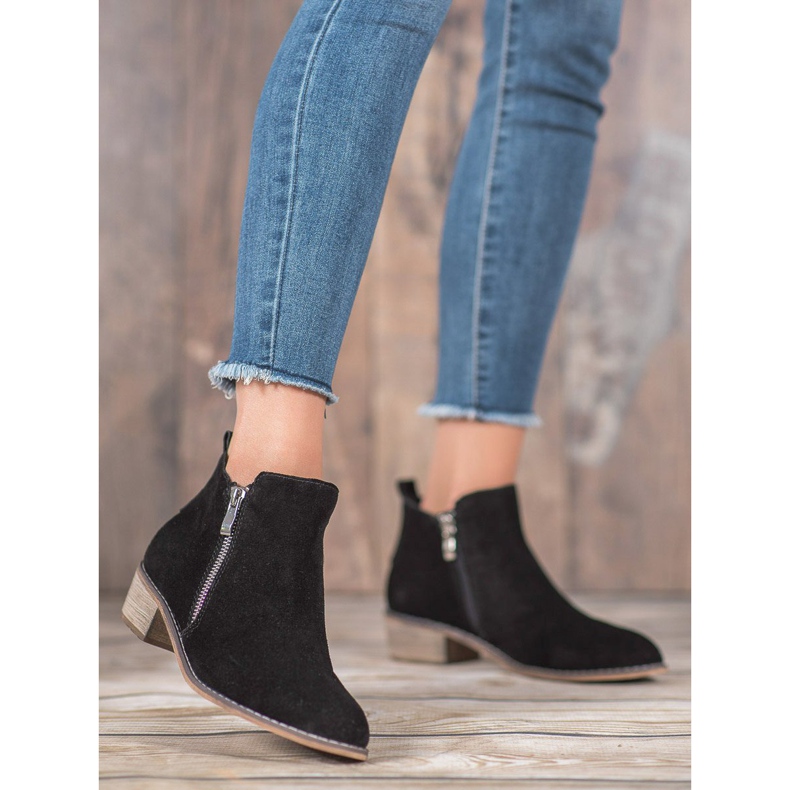 Goodin Lederstiefeletten mit Reißverschluss schwarz 1