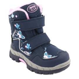 American Club Stiefel mit HL28-Membran marineblaue Schmetterlinge navy blau rosa 1
