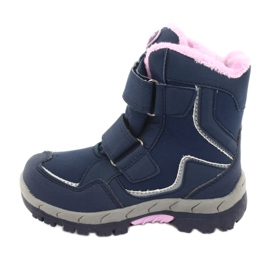 American Club Stiefel mit HL28-Membran marineblaue Schmetterlinge rosa 2