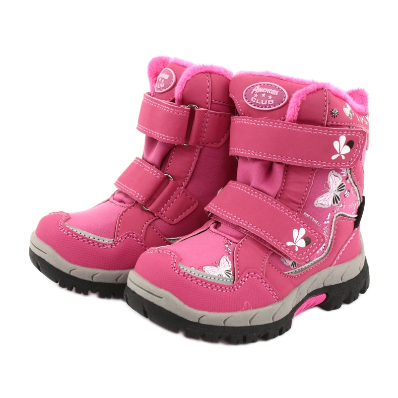 American Club Stiefel mit HL28 Membran rosa Schmetterlinge weiß schwarz 3