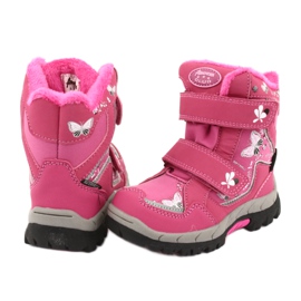 American Club Stiefel mit HL28 Membran rosa Schmetterlinge weiß schwarz 4