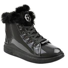 Lackierte warme graue Sneakers TL135-7 1