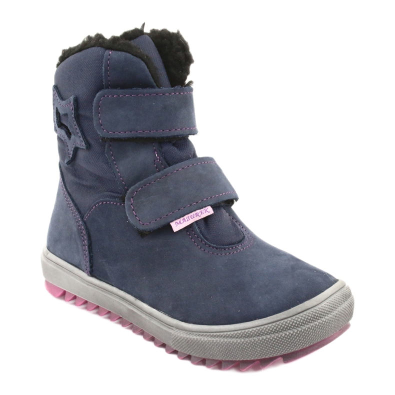 Stiefel Stiefel mit einer Mazurek 1353 Marineblau-Membran rosa 1