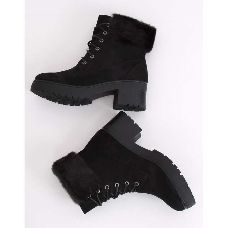 Schwarze Schnürstiefel B0-217 Schwarz 2